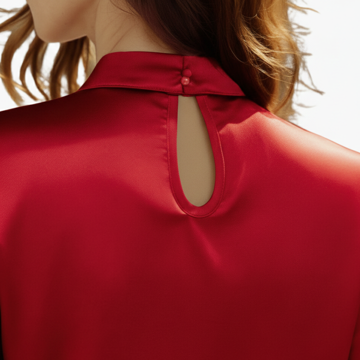 Women's Satin Shirt Elegant Knot Neckline | Altivaro