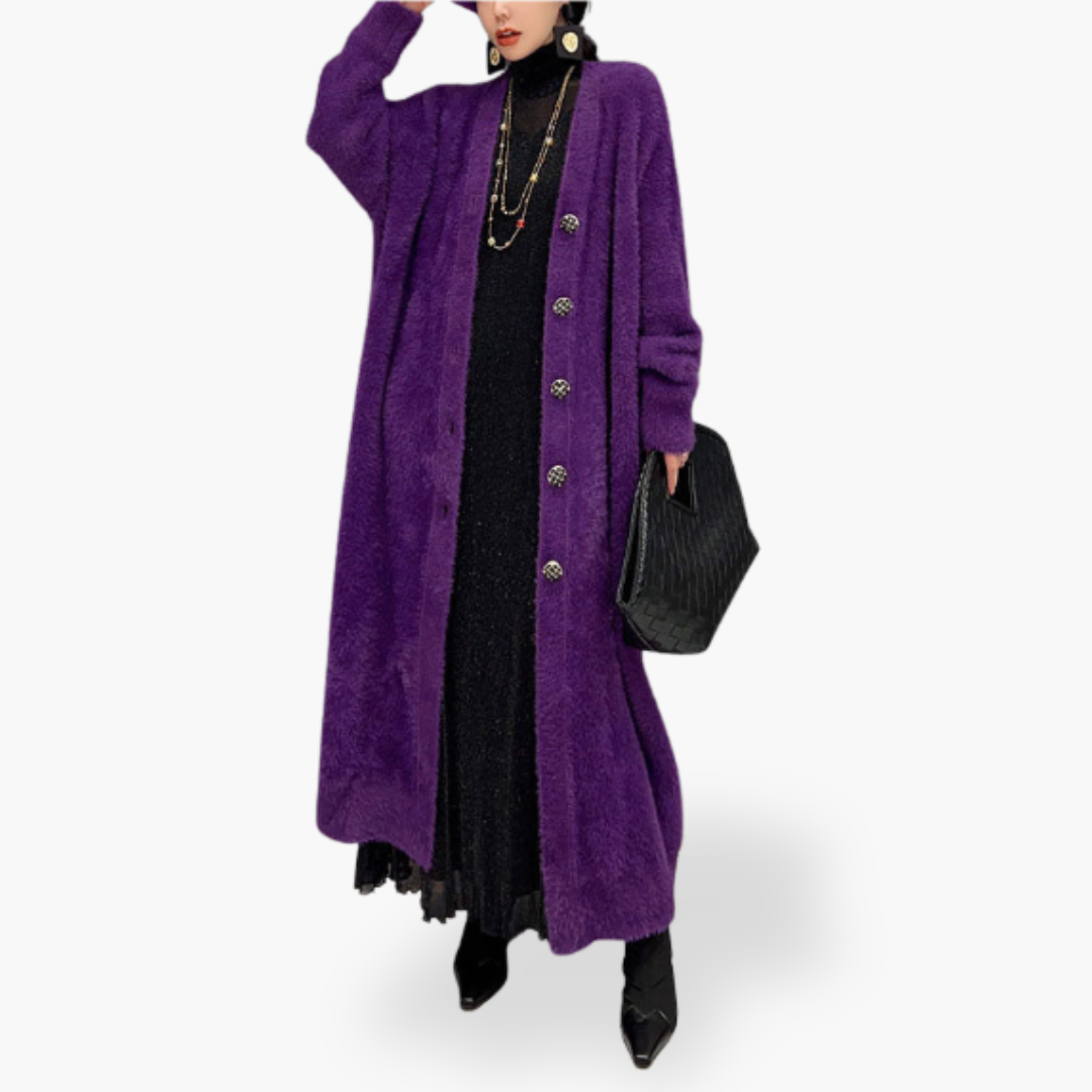 Cardigan Lungo Donna con Collo a V e Bottoni | Altivaro