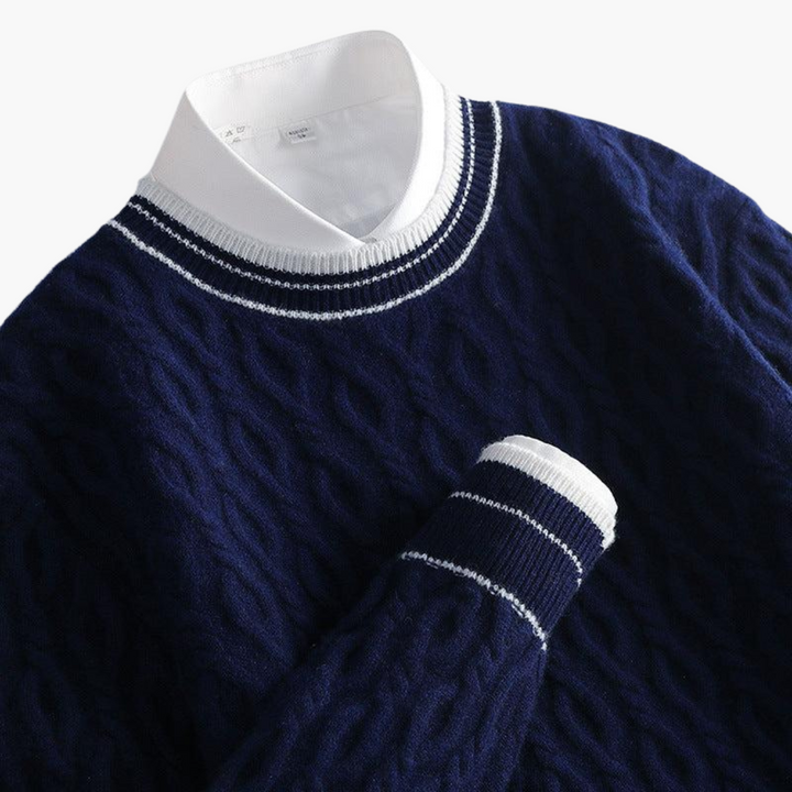 Maglione da Uomo in Maglia con Collo Tondo e Dettagli a Costine | Altivaro