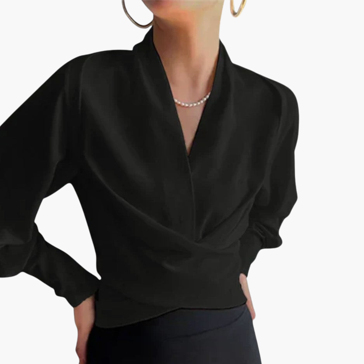 Elegant Crossed Long Sleeve Women's Blouse | Altivaro