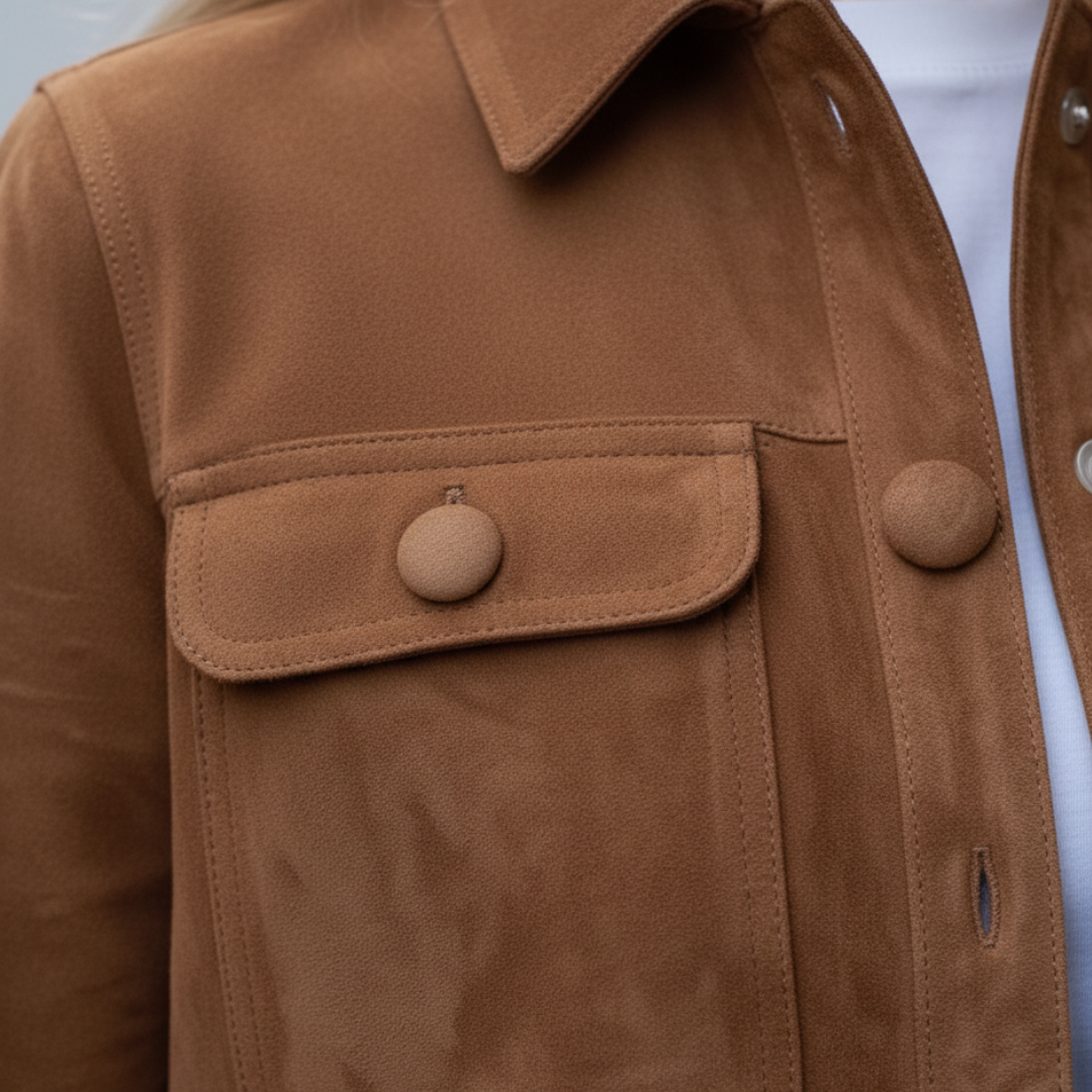 Giacca Donna Pelle Scamosciata Corto Bottoni | Altivaro