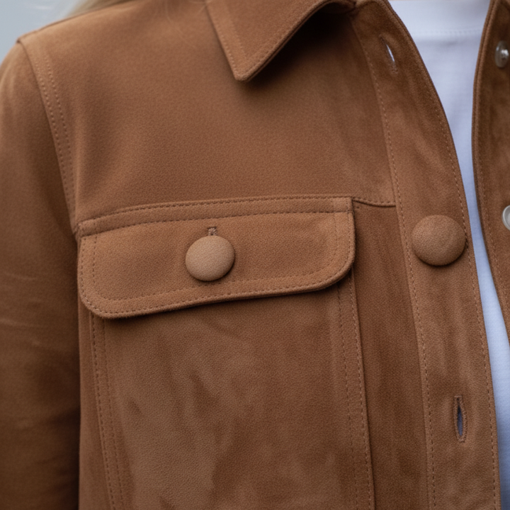 Giacca Donna Pelle Scamosciata Corto Bottoni | Altivaro