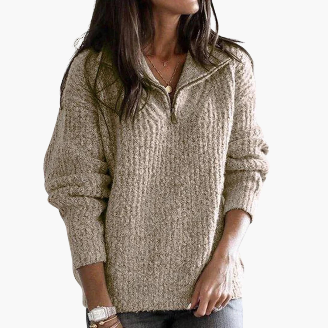 Women's Winter Knit Sweater with Half Zip | Altivaro