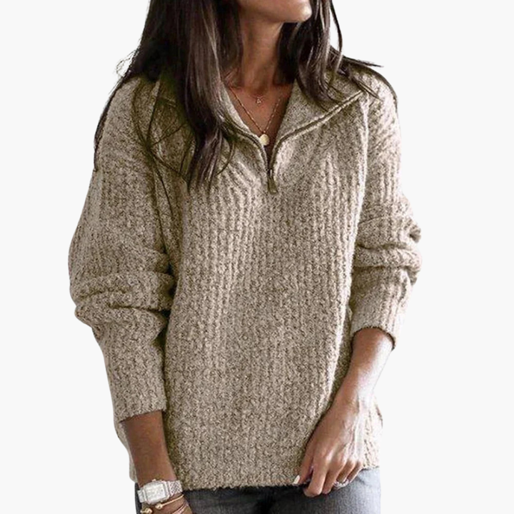 Women's Winter Knit Sweater with Half Zip | Altivaro