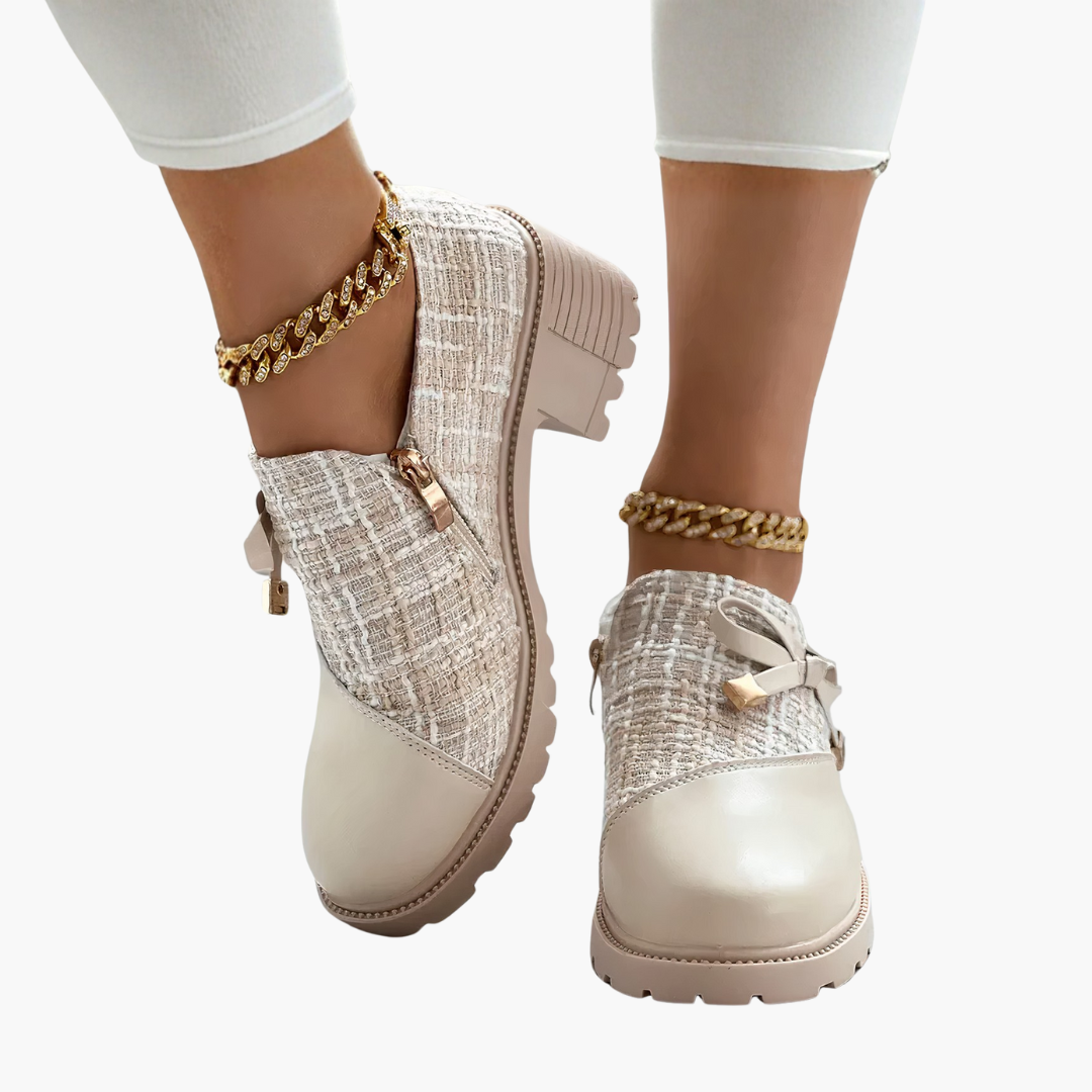 Women's Orthopedic Tweed Shoes with Zipper and Bow | Altivaro