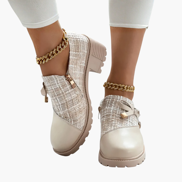 Women's Orthopedic Tweed Shoes with Zipper and Bow | Altivaro