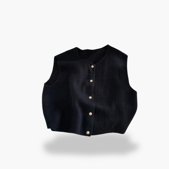 Women's Knit Vest with Wooden Buttons | Altivaro