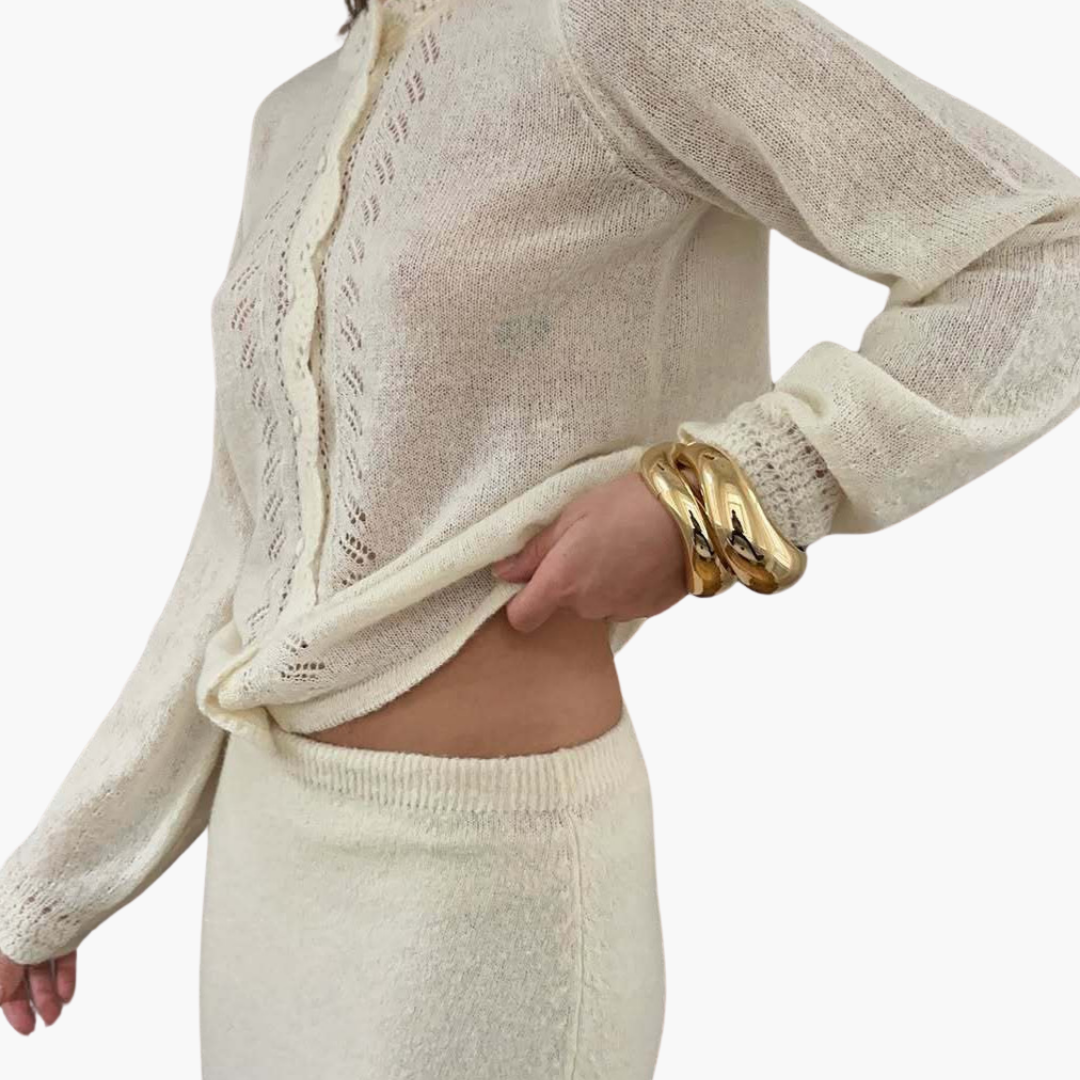 Completo donna maglione gonna lunga elegante lavorato a maglia | Altivaro