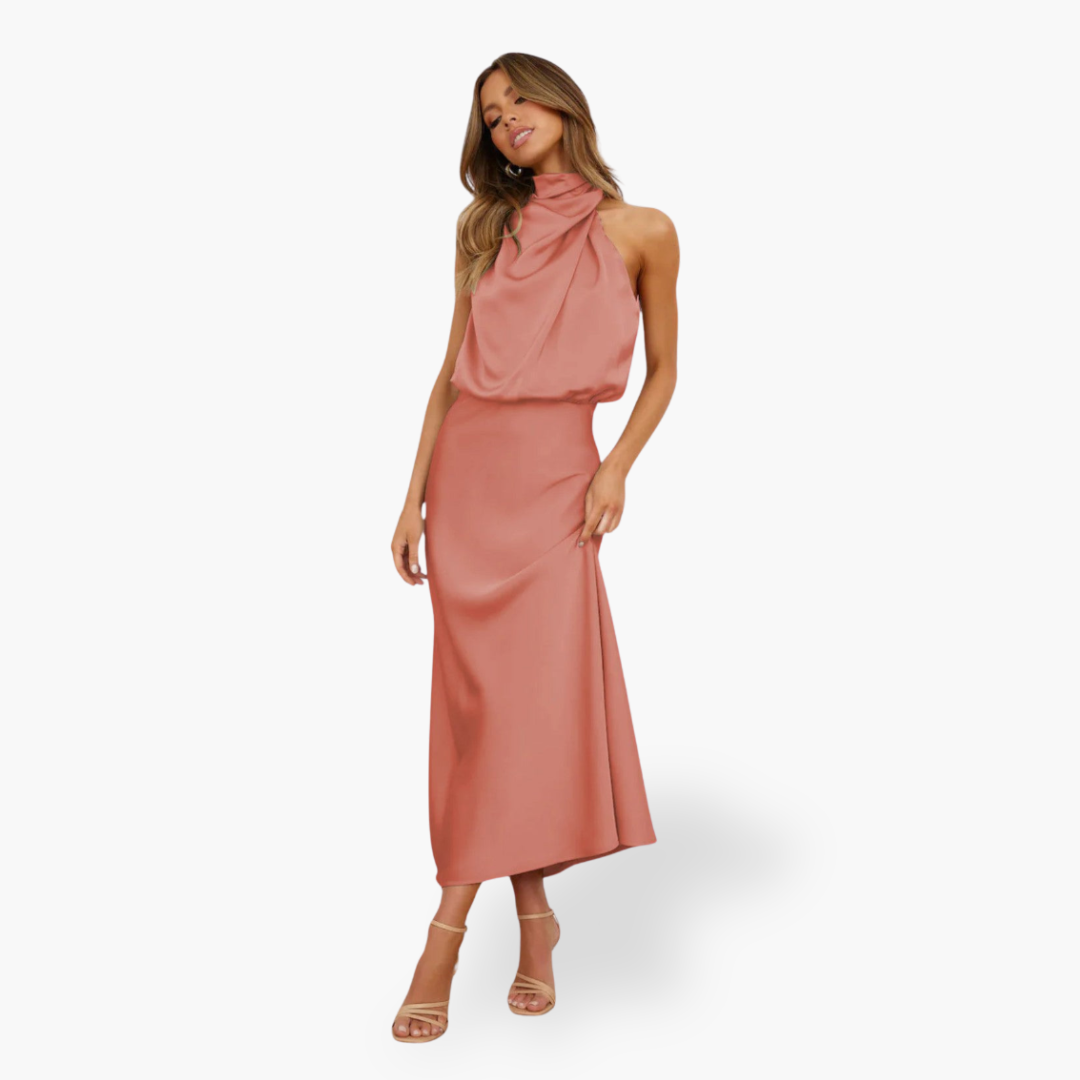 Donna Abito Seta Collo Alto Elegante | Altivaro-Altivaro