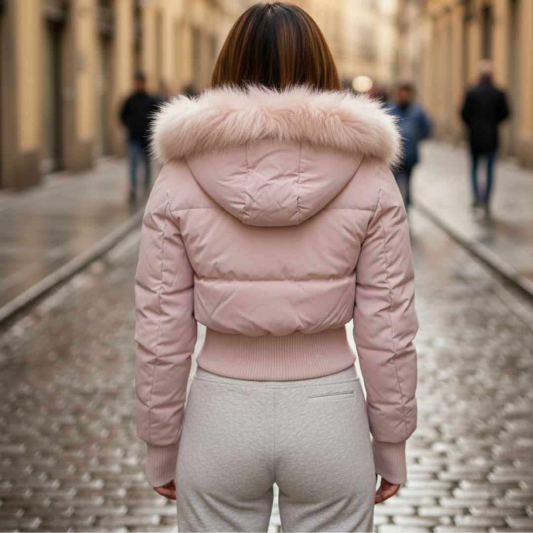 Damen Daunenjacke mit Kapuze Winter mit Pelz | Altivaro