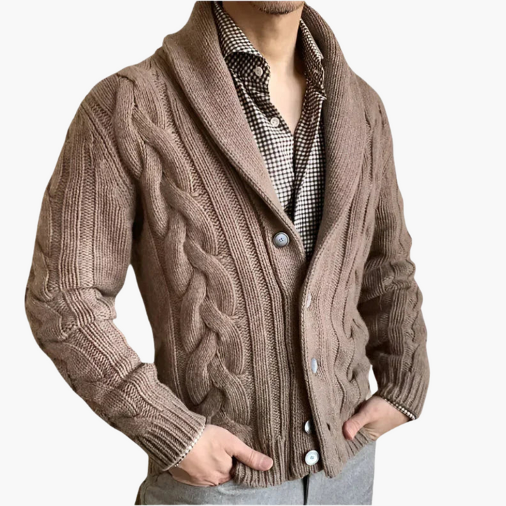 Cardigan Uomo con Motivo Intrecciato e Bottoni | Altivaro