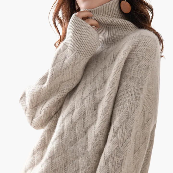 Maglione Donna con Collo Alto e Motivo Intrecciato | Altivaro