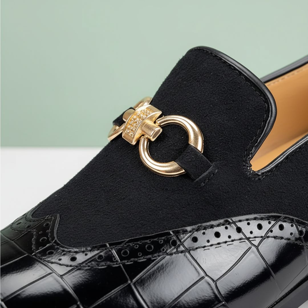 Herren Orthopädische Schuhe aus grünem und schwarzem Kunstleder | Altivaro