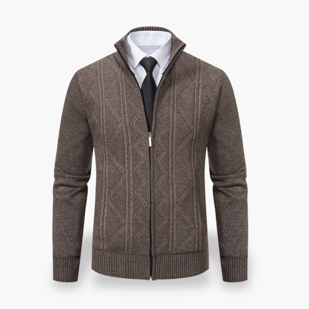 Men's Wool Cardigan High Neck Zip | Altivaro