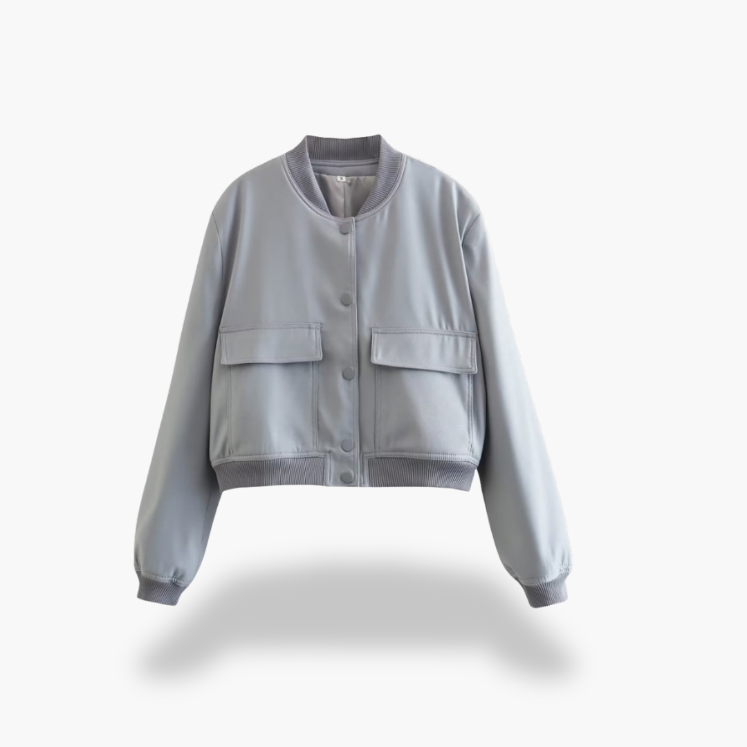 Women's Short Bomber Functional Pockets Spring Jacket | Altivaro