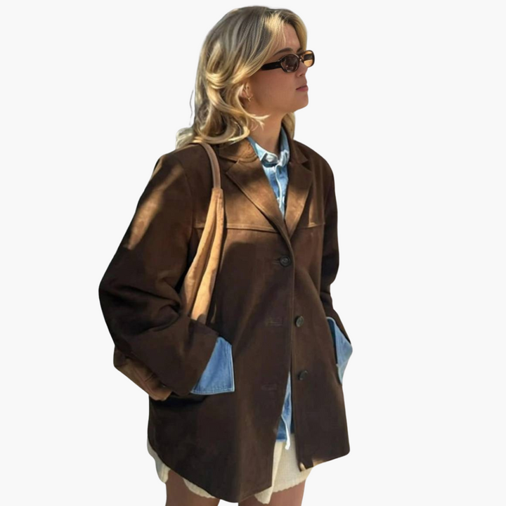 Giacca Donna Oversize in Finta Pelle Scamosciata Autunnale | Altivaro