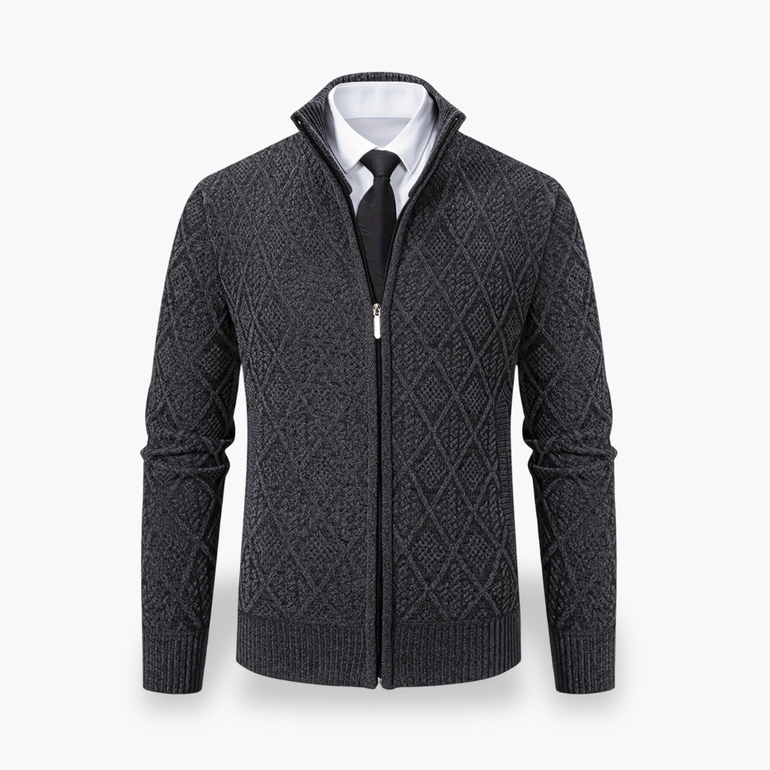 Cardigan Design a Diamante con Zip da Uomo | Altivaro
