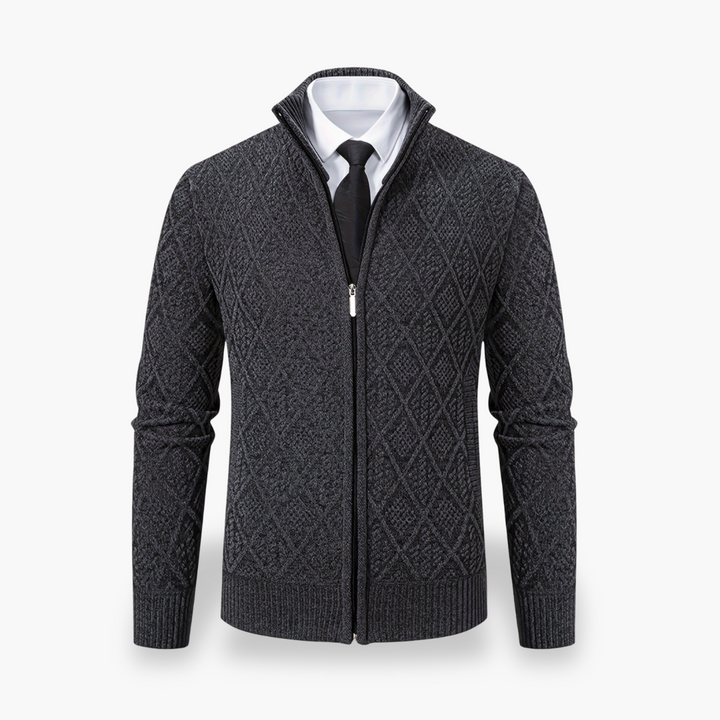 Cardigan Design a Diamante con Zip da Uomo | Altivaro