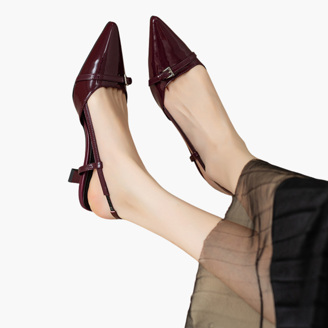 Women's Pointed Patent Leather Slingback Shoes | Altivaro
