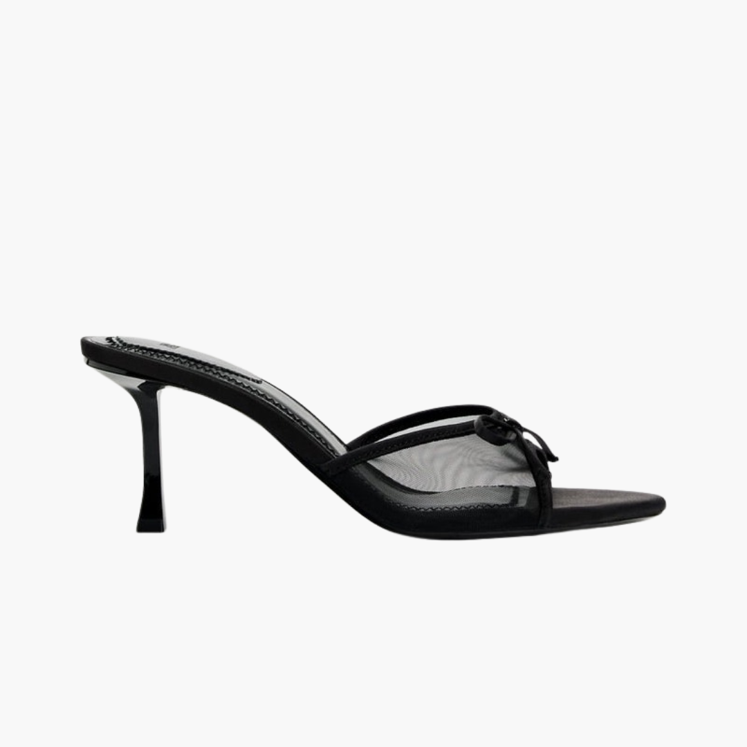 Black Satin Heeled Sandals for Women | Altivaro