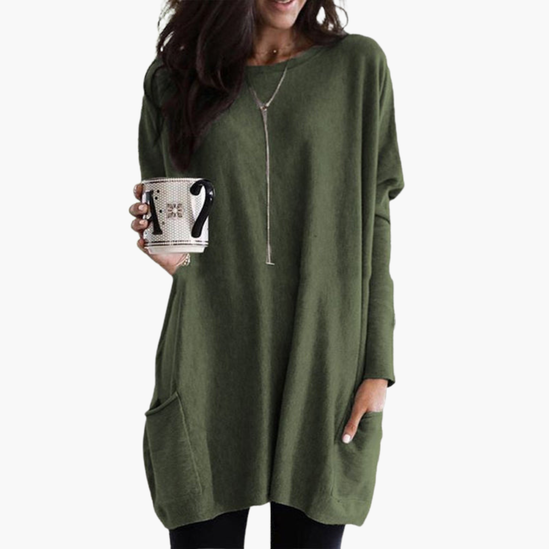 Maglione Lungo Donna Casual in Cotone con Tasche | Altivaro
