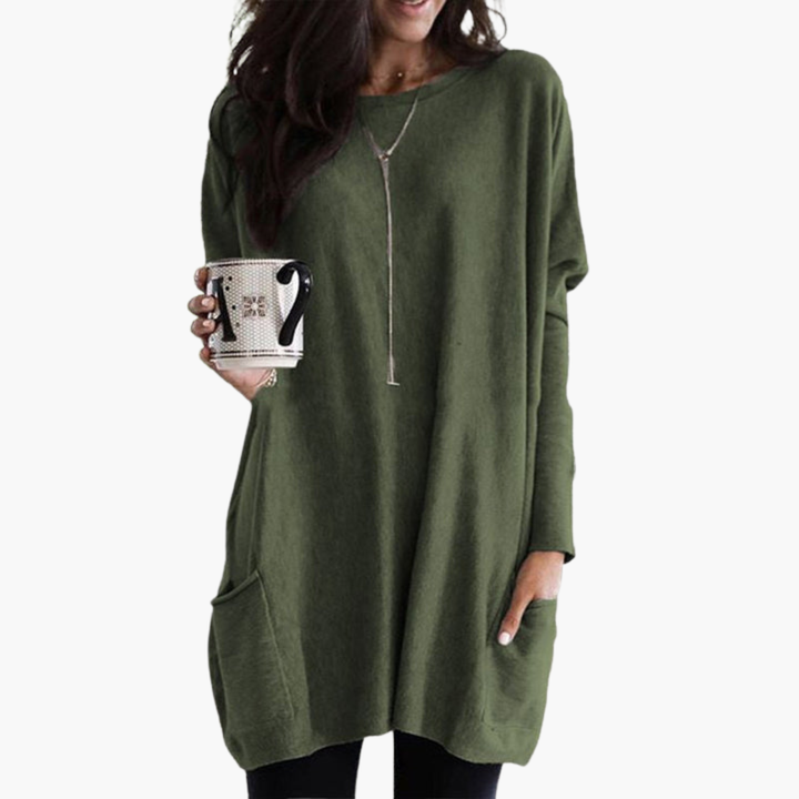Maglione Lungo Donna Casual in Cotone con Tasche | Altivaro