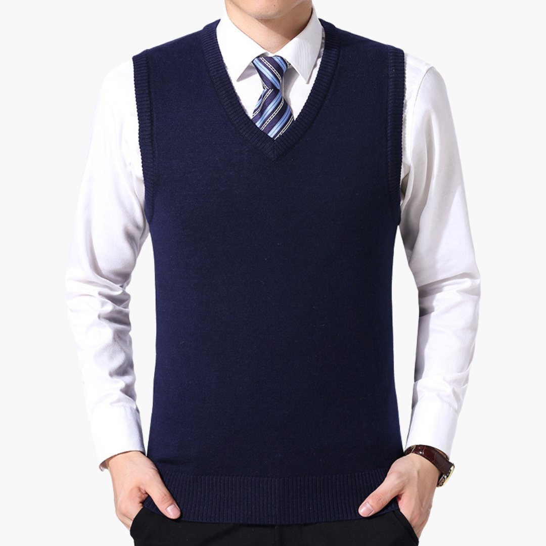 Men's Wool Vest V-Neck Thin Knit | Altivaro