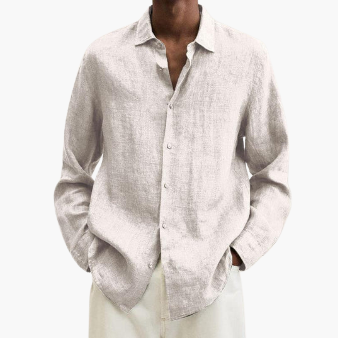Camicia lino uomo manica lunga slim fit estiva | Altivaro