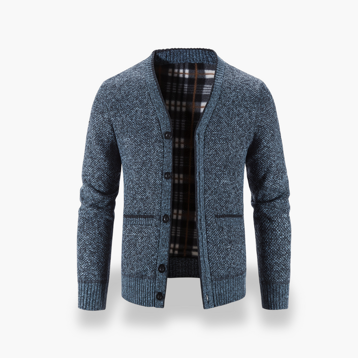 Cardigan Uomo con Dettagli a Costine e Interno Scozzese | Altivaro