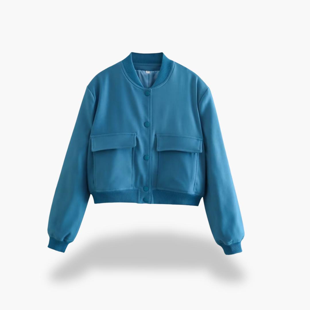 Women's Short Bomber Functional Pockets Spring Jacket | Altivaro