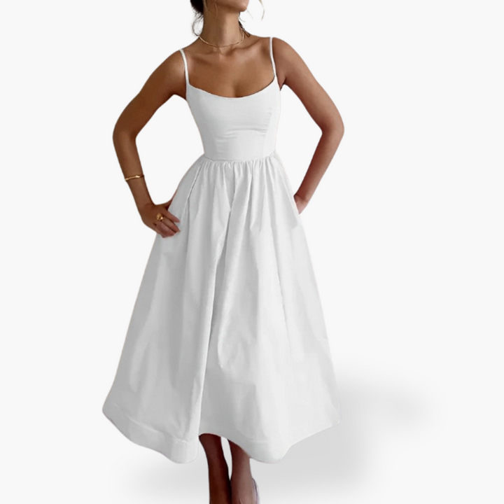 Donna Abito Midi Sottile Smanicato Elegante | Altivaro-Altivaro