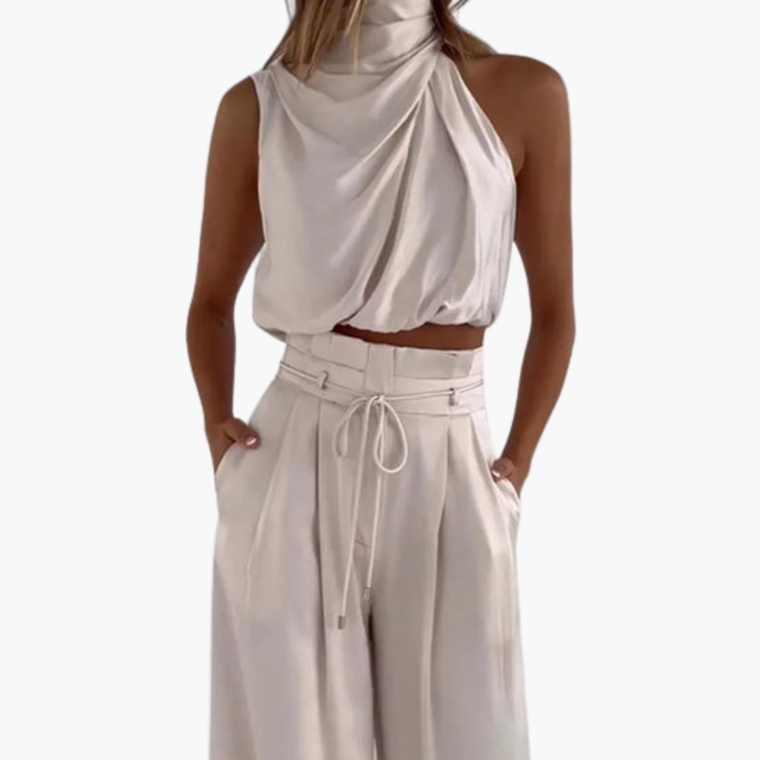 Donna Completo Elegante Top Pantaloni Seta | Altivaro-Altivaro