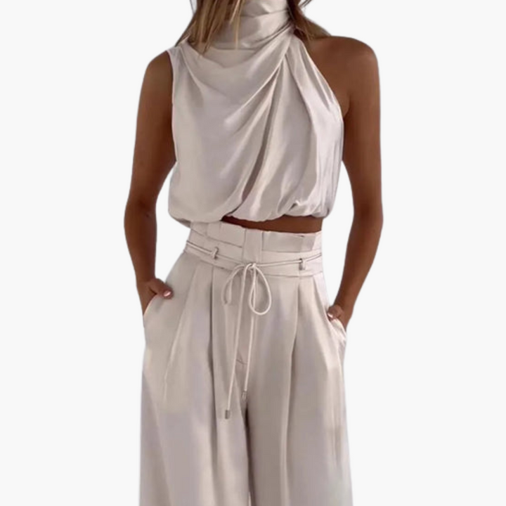 Donna Completo Elegante Top Pantaloni Seta | Altivaro-Altivaro