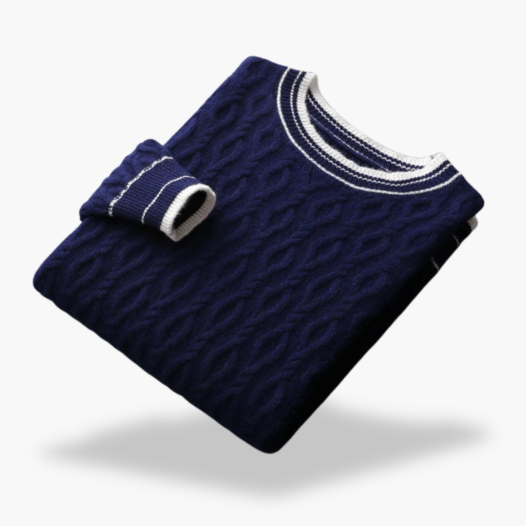 Maglione da Uomo in Maglia con Collo Tondo e Dettagli a Costine | Altivaro