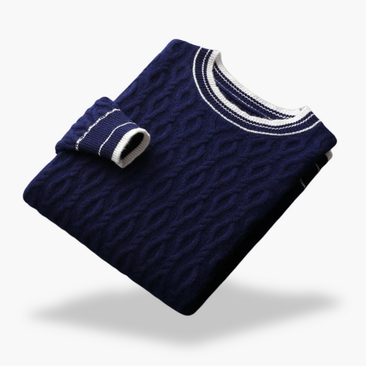 Maglione da Uomo in Maglia con Collo Tondo e Dettagli a Costine | Altivaro