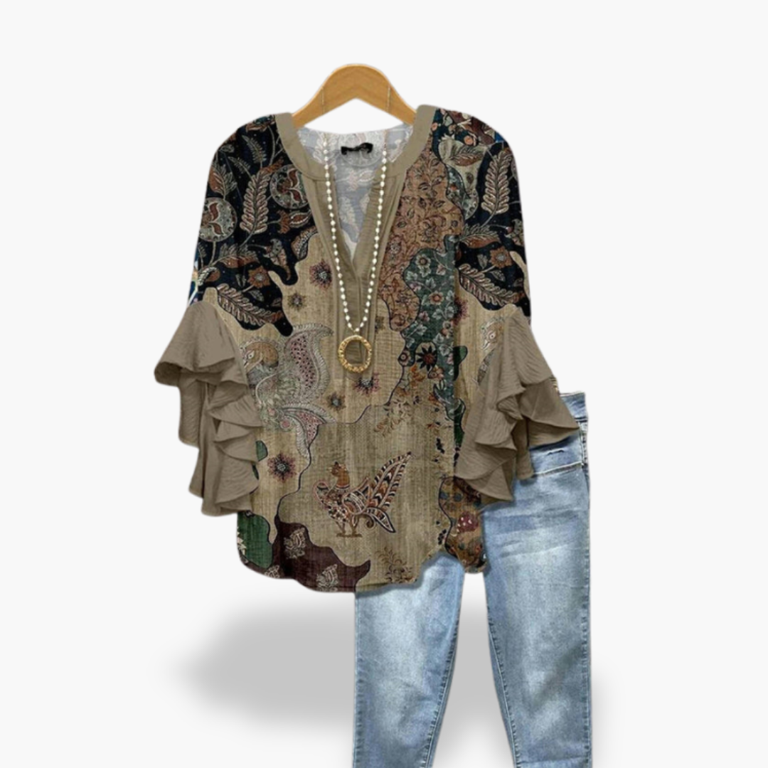 Blusa Donna con Maniche a Volant e Stampa Paisley | Altivaro