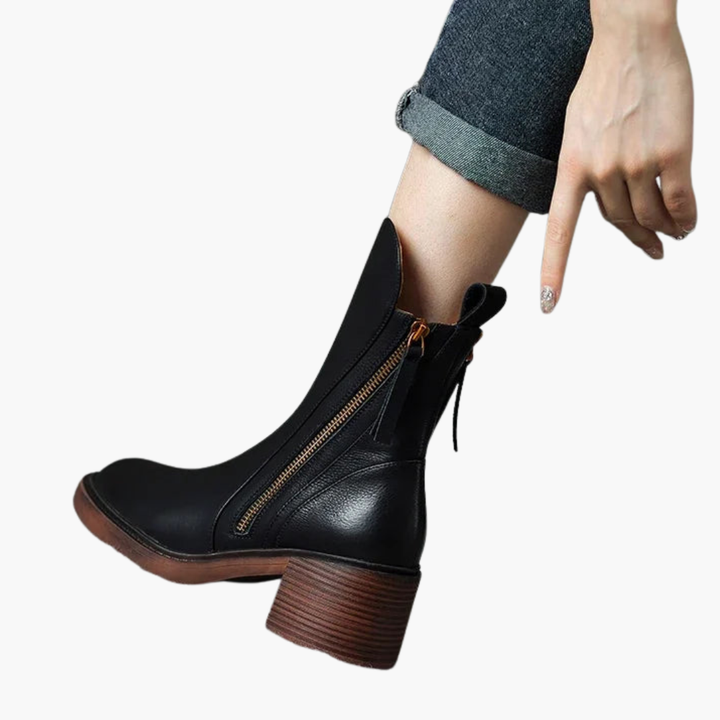 Women's Orthopedic Leather Ankle Boots with Heel | Altivaro