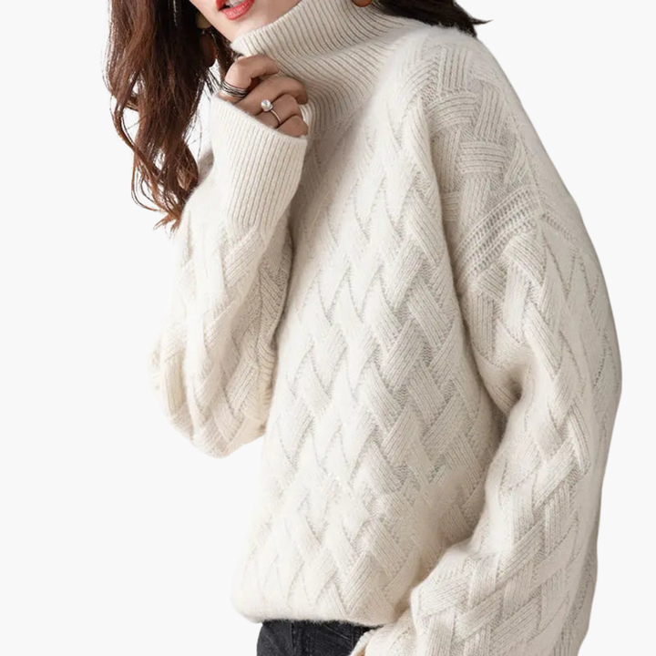 Maglione Donna con Collo Alto e Motivo Intrecciato | Altivaro