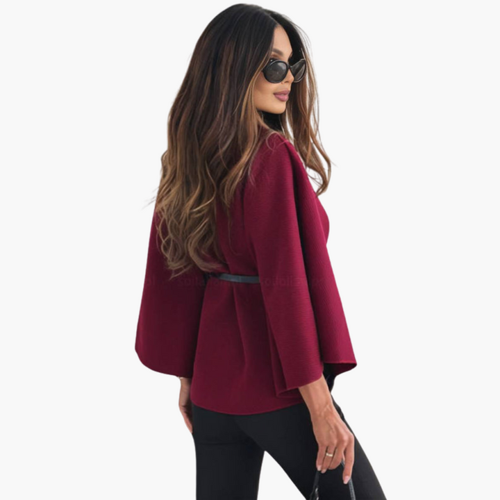 Cappotto Poncho Corto Donna con Bottoni Cintura Maniche Ampie | Altivaro