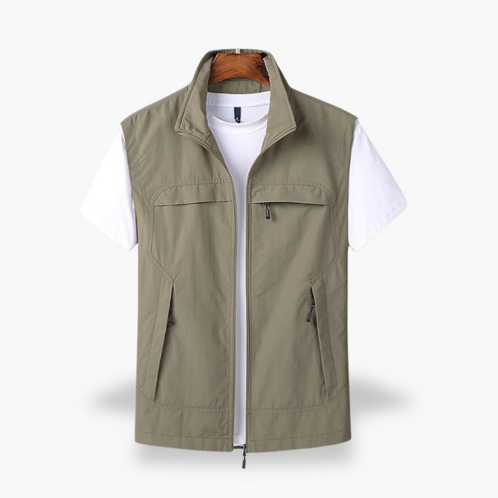 Gilet Uomo Multitasche Zip Cotone Leggero | Altivaro