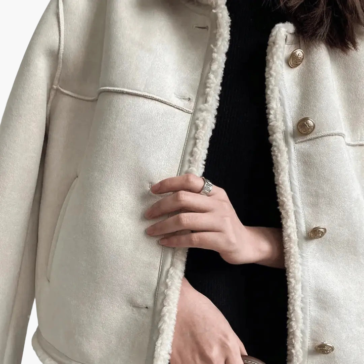 Giacca in similpelle da donna con finiture in pelliccia | Altivaro