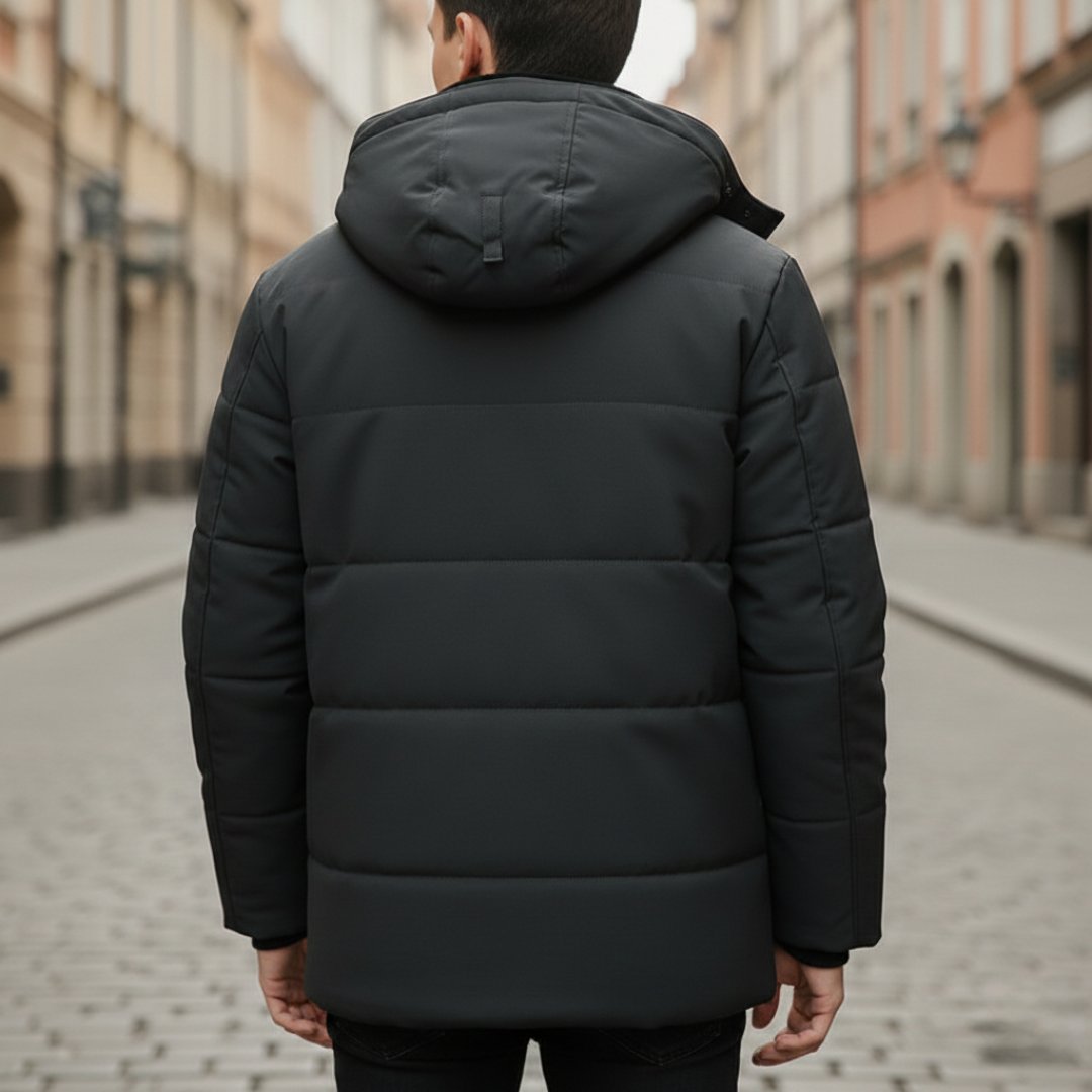 Herren Steppjacke mit Kapuze Stoff | Altivaro
