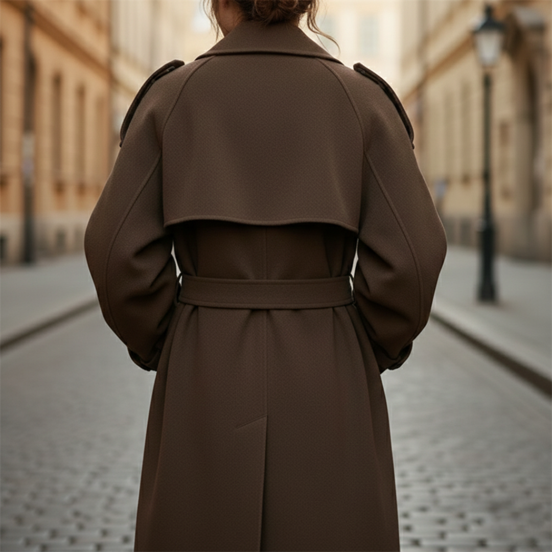 Doppelreihiger langer Wollmantel für Damen | Altivaro