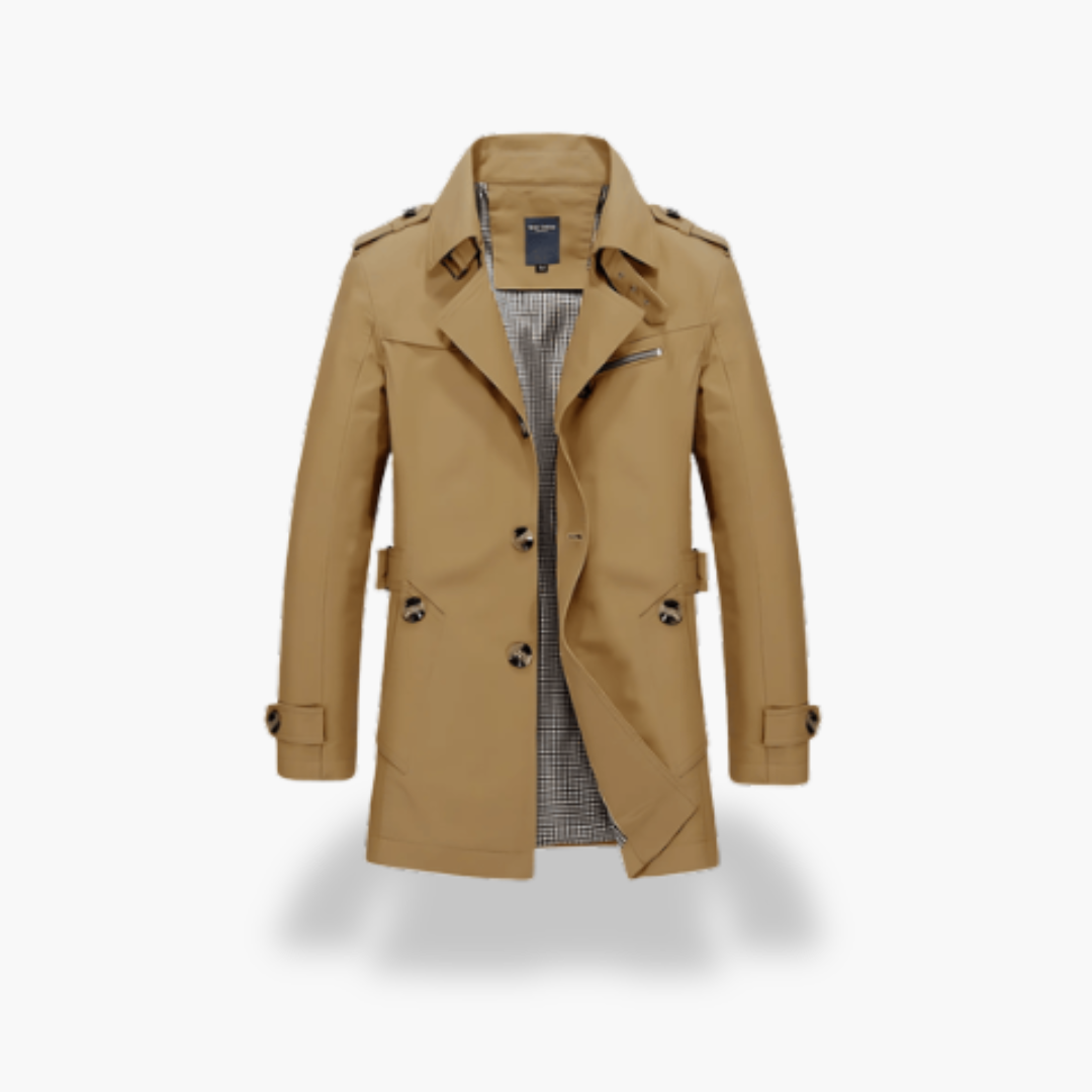 Trench Coat Uomo con Collo Alto e Bottoni | Altivaro