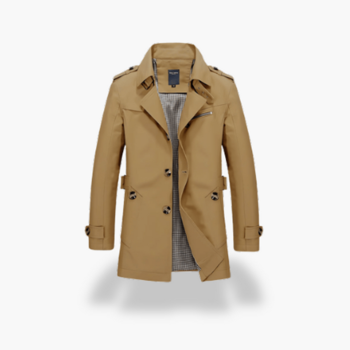 Trench Coat Uomo con Collo Alto e Bottoni | Altivaro