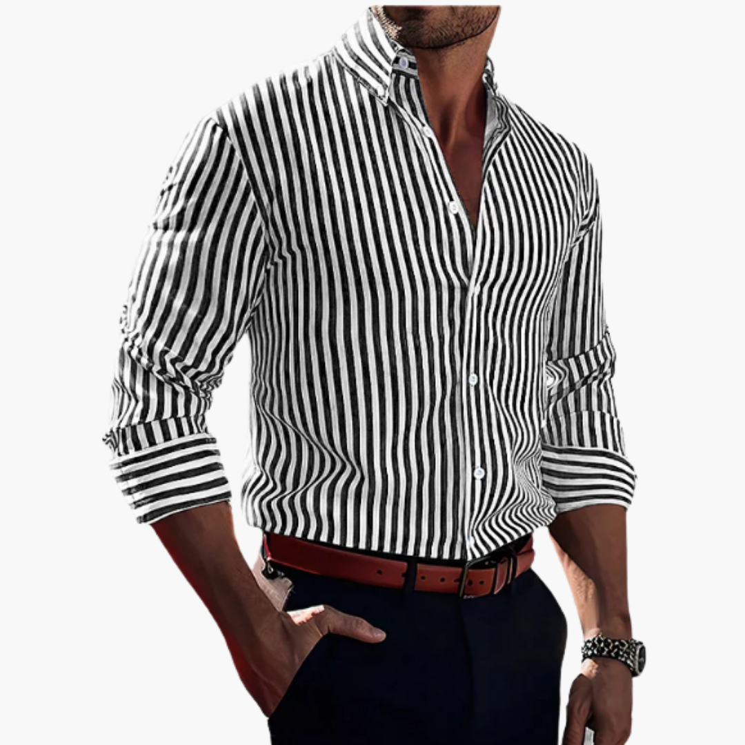 Camicia da Uomo a Righe Verticali in Cotone | Altivaro-Altivaro