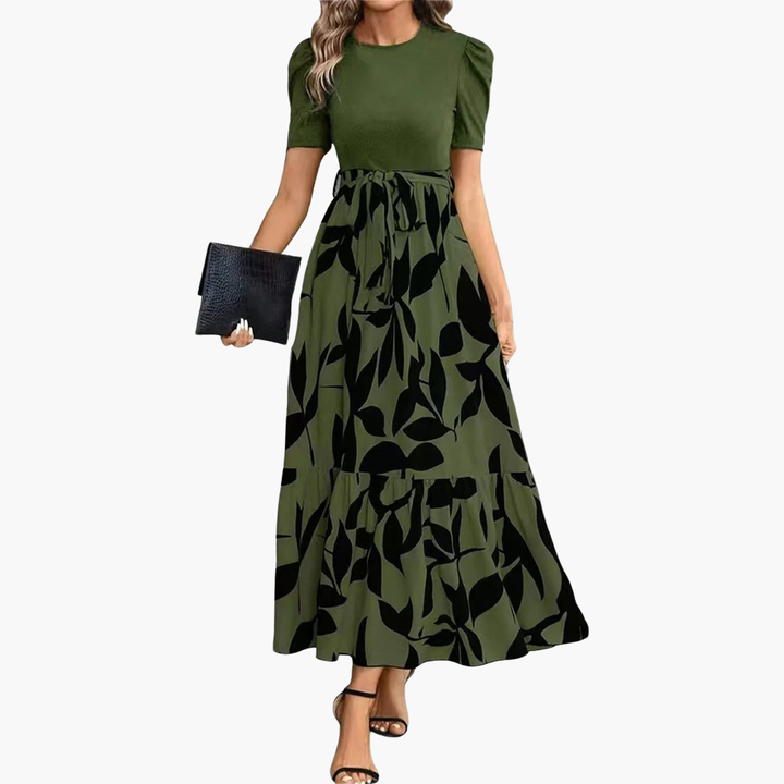 Abito Lungo Donna Elegante Bicolore Floreale | Altivaro
