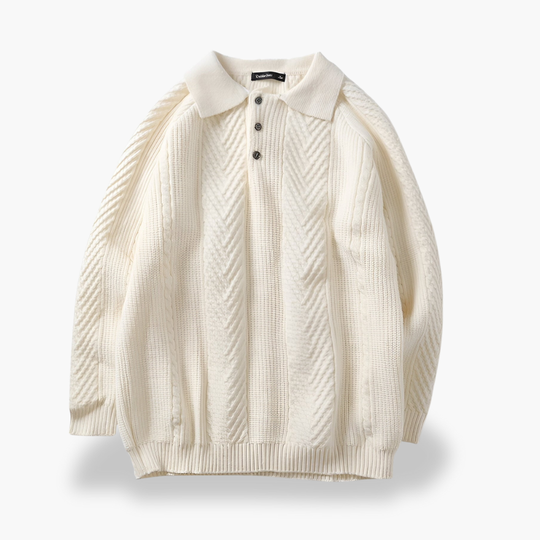 Men's knitted cardigan with high collar and buttons | Altivaro