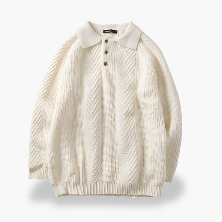 Men's knitted cardigan with high collar and buttons | Altivaro