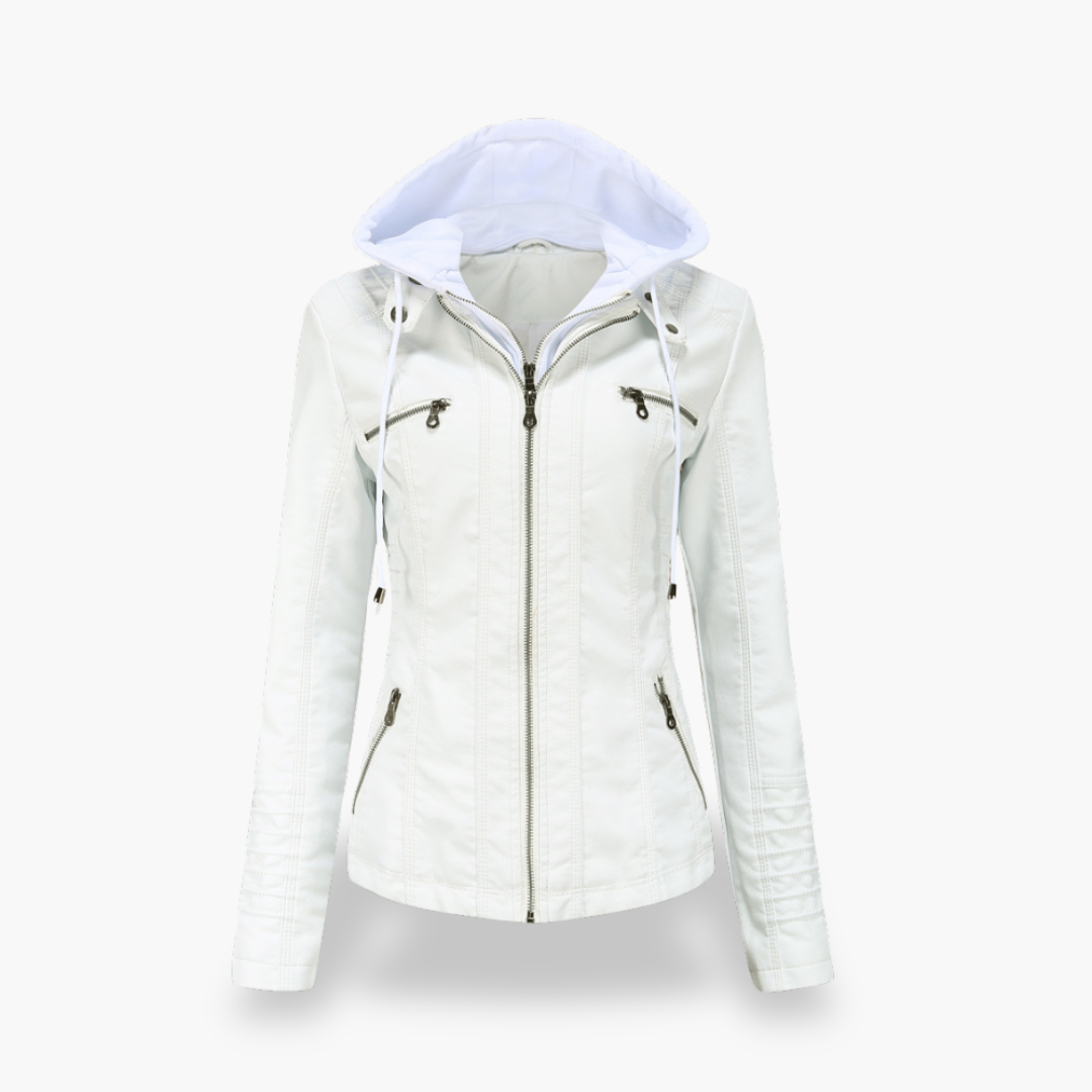Giacca Donna in Ecopelle con Cappuccio e Zip Slim Fit | Altivaro